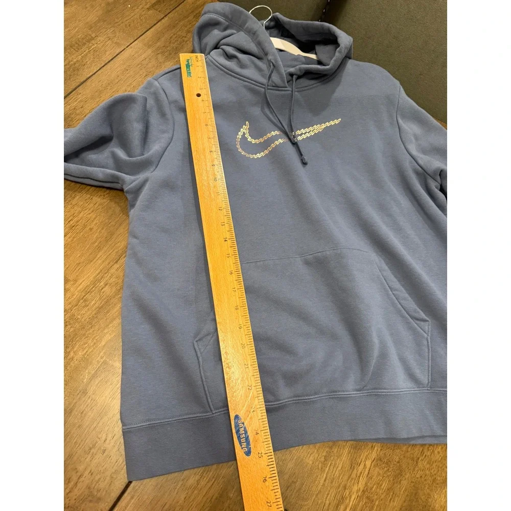 Nike Mens Slate Blue Embroidered Multi Swoosh Pullover Hoodie Size Large